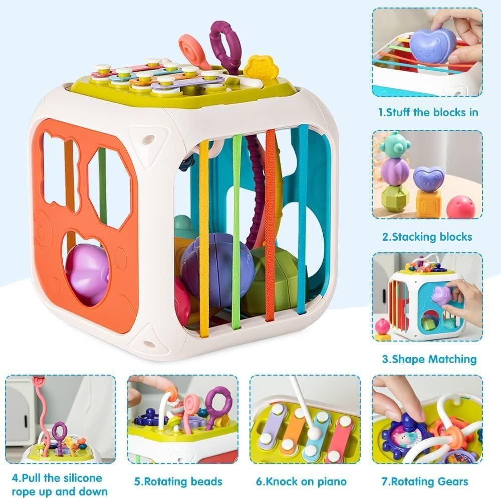 Montessori 7-in-1 Baby Sensory Activity Cube – Educational Learning Toy
